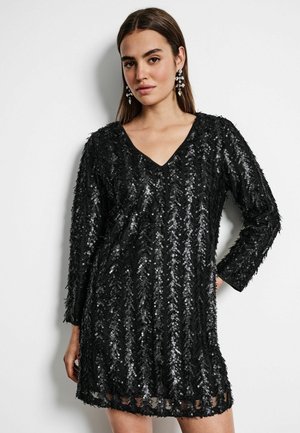 LONG SLEEVE V-NECK - REGULAR FIT - Cocktailklänning - black