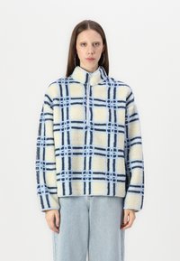 BDG Urban Outfitters CHECK FLUFFY  - Flísová bunda - ecru/blue