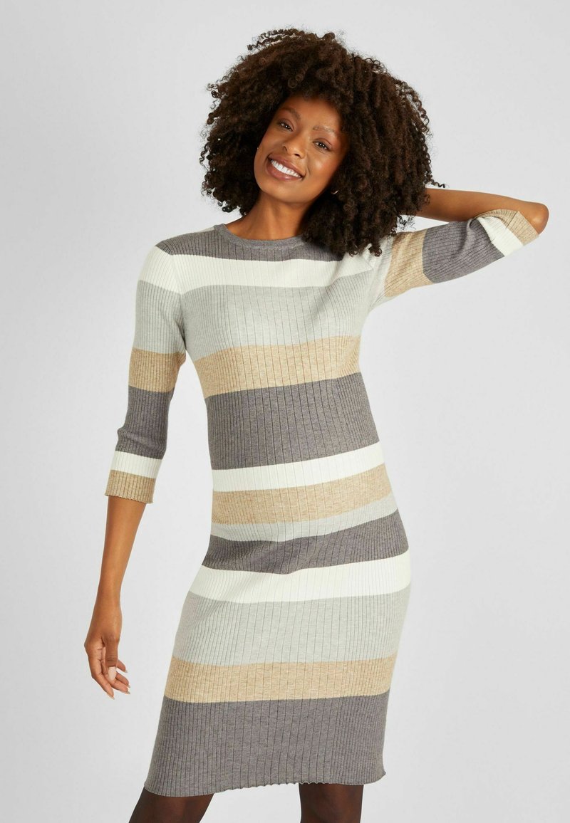 JoJo Maman Bébé STRIPE MATERNITY Etuijurk grey/beige Zalando.nl