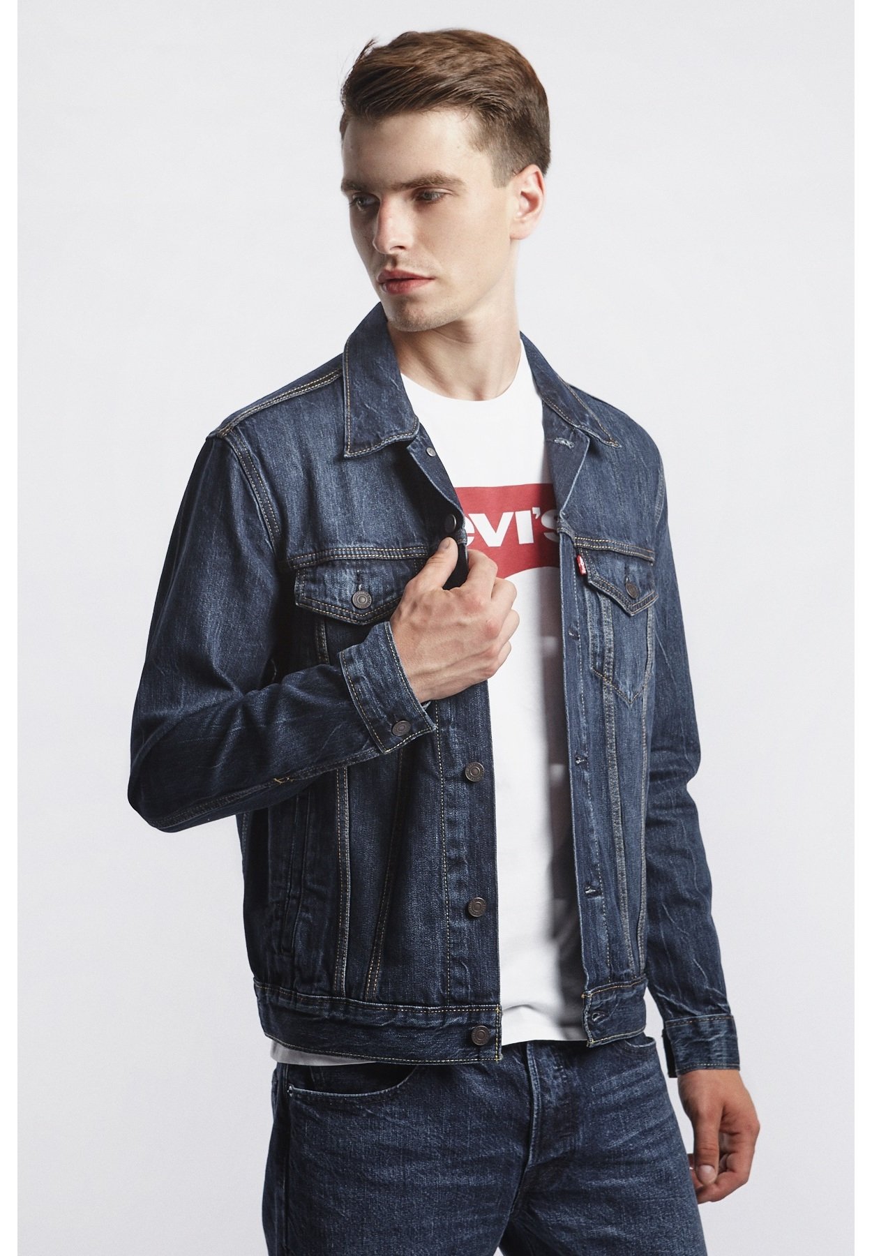 Levi S The Trucker Jacket Veste En Jean Palmer Trucker Denim Bleu Fonce Zalando Fr