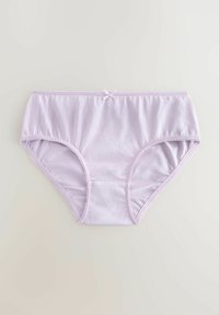 Lavanda pamukaste gaćice s elastičnim pojasom, mrežastim rubom i malom mašnom na prednjem središtu. Glatka tekstura, klasičan hipster dizajn.