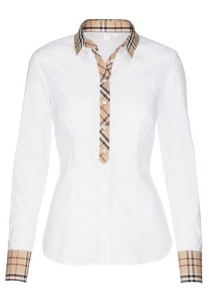 BUSINESS REGULAR FIT CONTRAST - Bluse - weiss