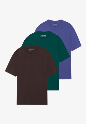 UNISEX 3 PACK BASIC OVERSIZED T-SHIRT - Základné tričko - botanical garden/mole/skipper blue
