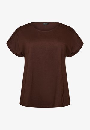 Zizzi, T-SHIRT AUS BAUMWOLLE MIT HÄKELDETAIL - T-Shirt print - braun