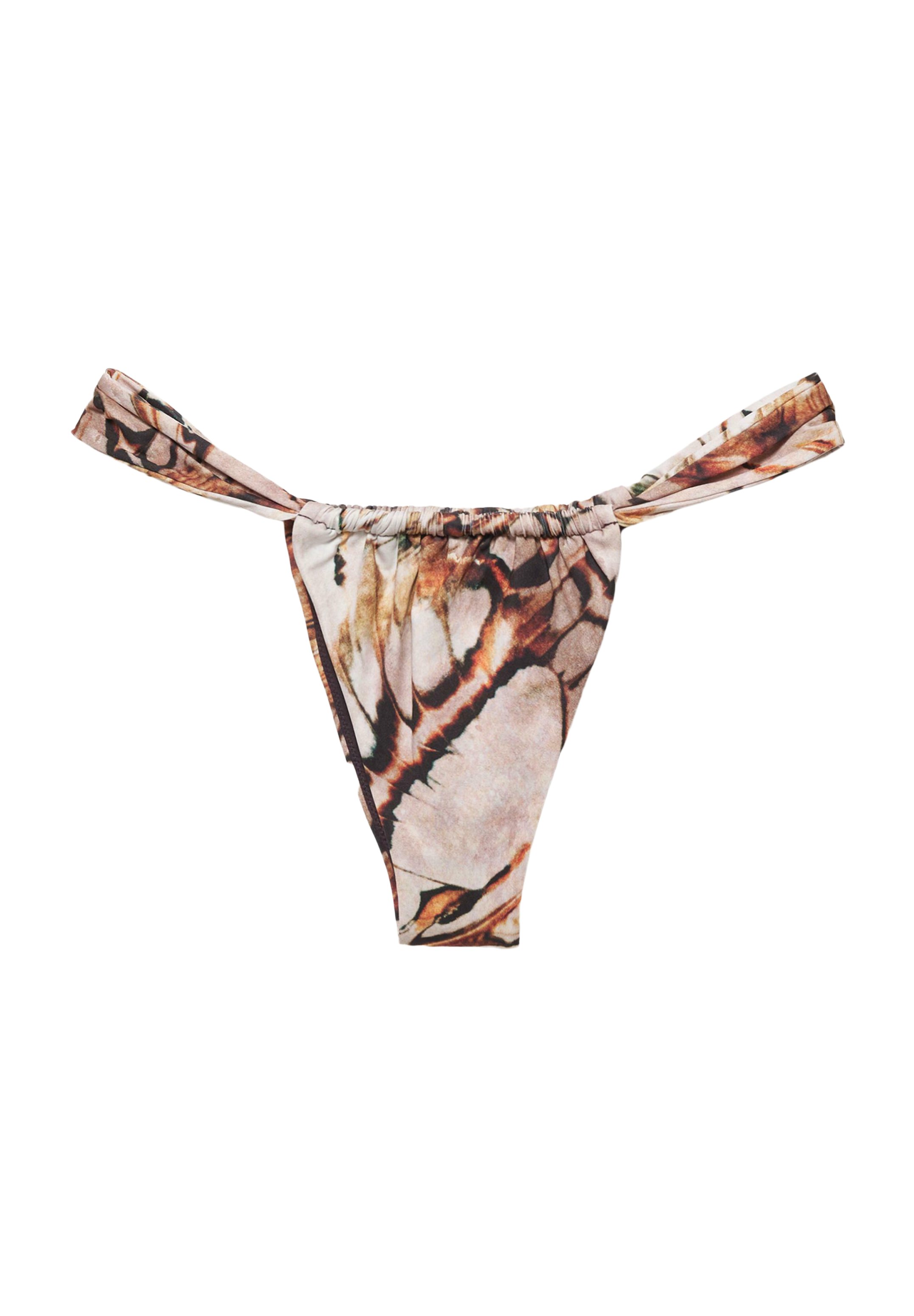 Gathered Print Bikini Bottoms
