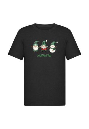 CHRISTMAS SANTA TRIO - Print T-shirt - black