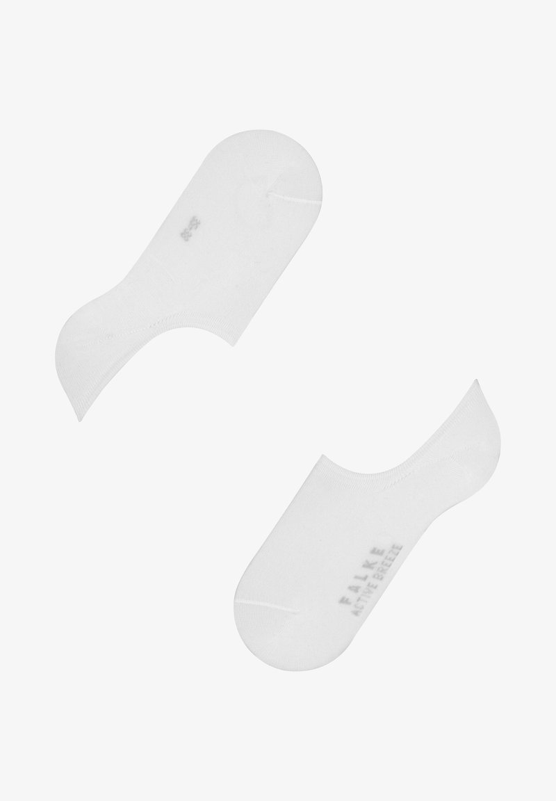 Weiße, unsichtbare Socken aus einem glatten, leichten Stoff. Verfügt über ein nahtloses Design und dezente Markenkennzeichnung an der Unterseite.