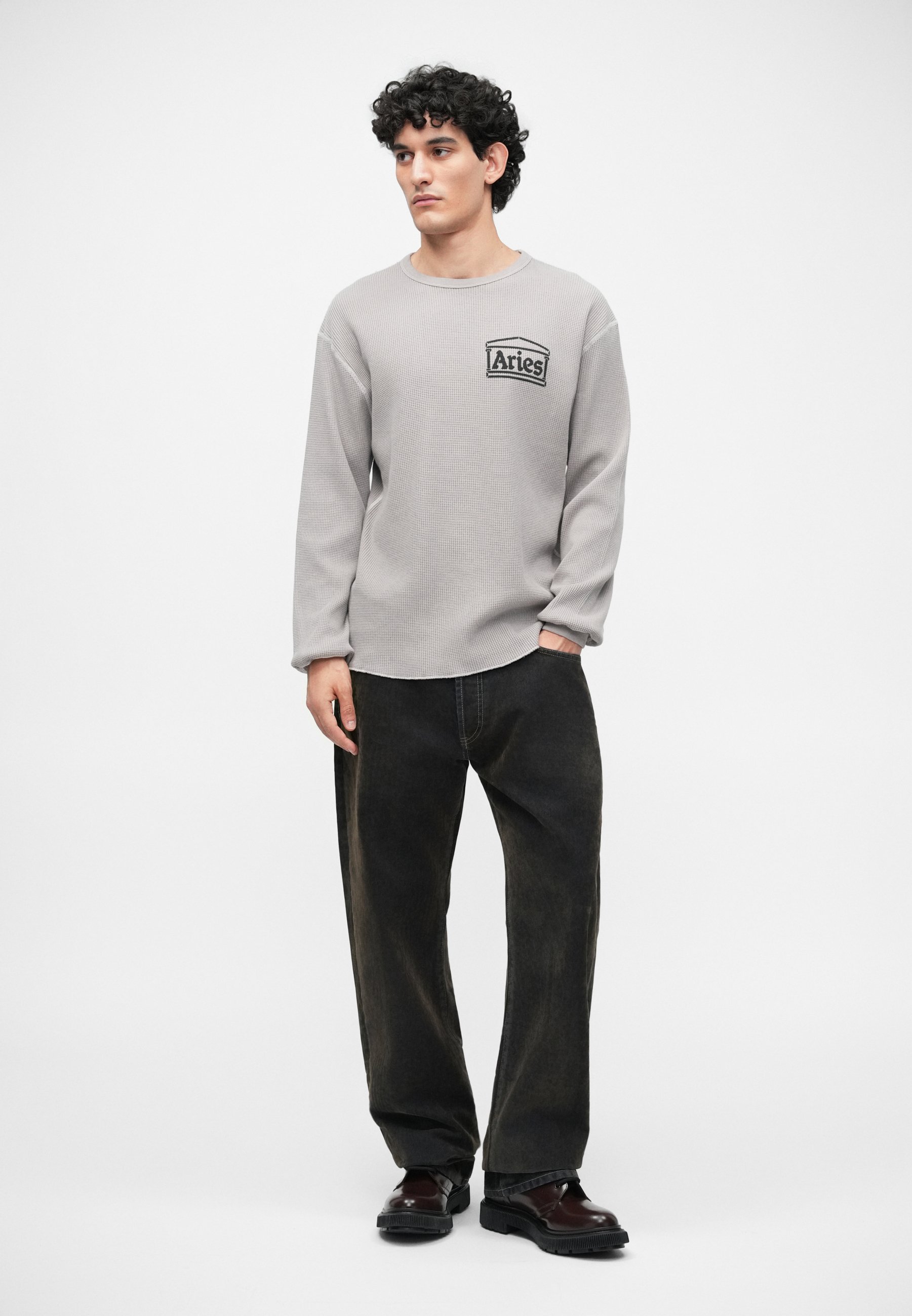 Aries REVERSIBLE TEMPLE WAFFLE UNISEX - Long sleeved top - grey