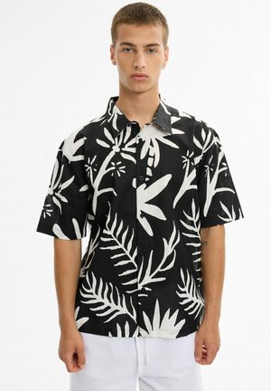 INSIDE, CAMISA OVERSIZE FLORES TROPICAL - Camisa - black