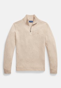 COTTON QUARTER-ZIP MOCKNECK SWEATER - Jumper - dune melange