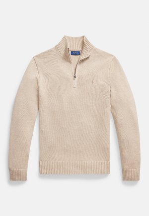 COTTON QUARTER-ZIP MOCKNECK SWEATER - Džemper - dune melange