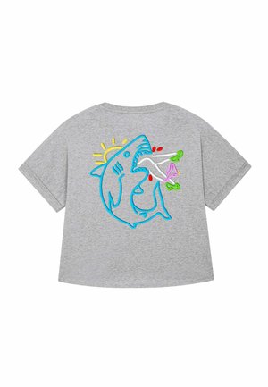 SHARK BACK ROLL UP TEE 25 - T-shirt con stampa - mottled grey