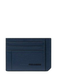 Portacarte in pelle blu navy con finitura testurizzata. Dotato di molteplici slot per carte e design elegante e minimalista. Logo del marchio nero in rilievo.
