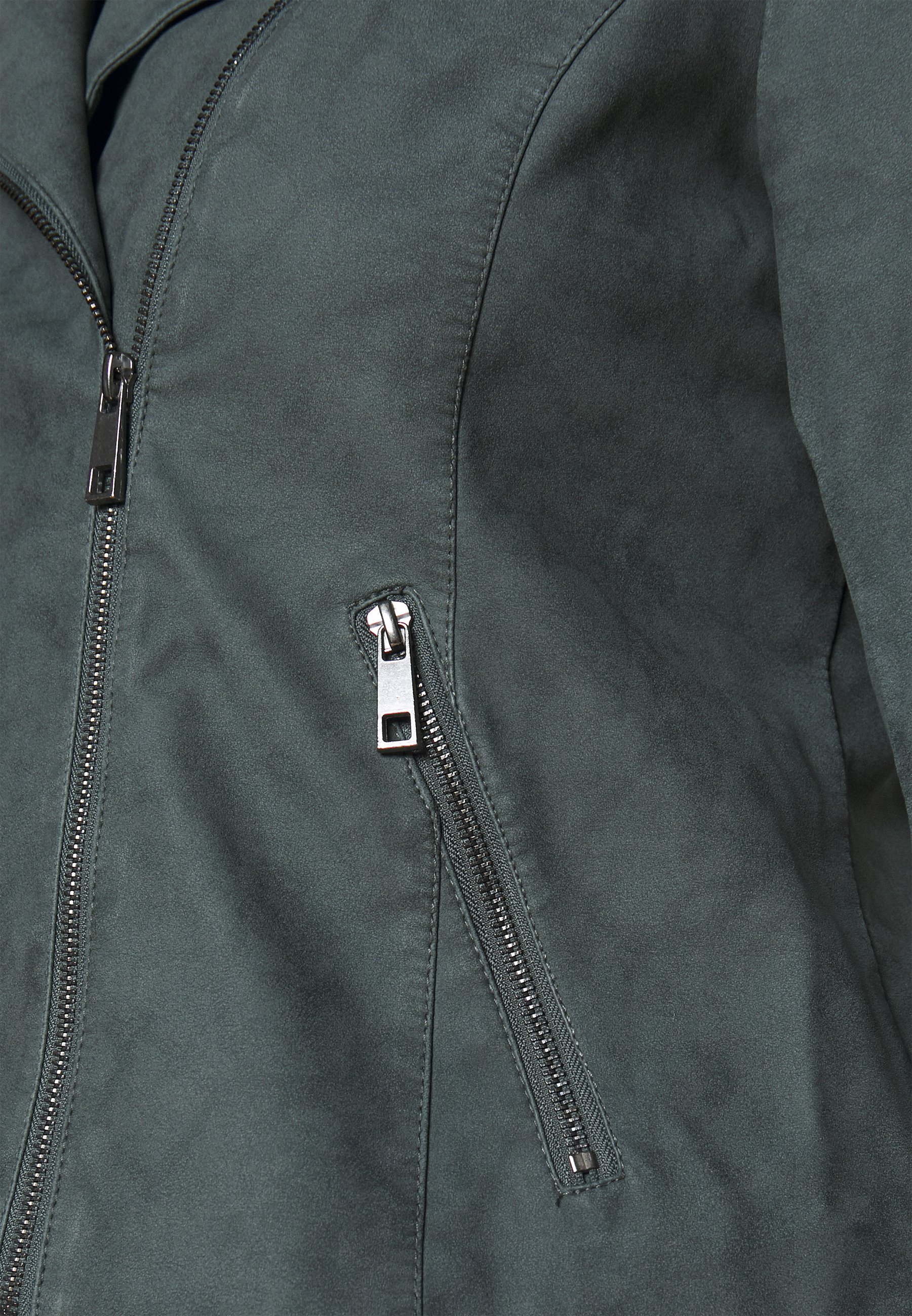 Zizzi MISABELLA JACKET Imitert skinnjakke greygrå Zizzi MISABELLA JACKET Imitert skinnjakke greygrå
