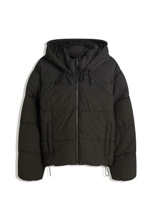 Bershka WITH HOOD PUFFER  - Giacca invernale - black