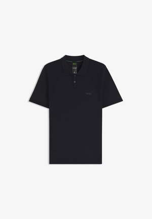 Tricou polo negru cu mâneci scurte, guler, dantelă cu două nasturi și logo subtil "BOSS" pe pieptul stâng.