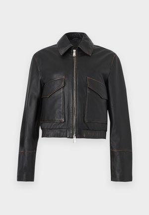 JACKET CROPPED - Læderjakker - black