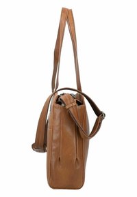 Taschen aus hellbraunem Leder mit strukturierter Form, flachem Boden, verstellbarem Schulterriemen und einem oberen Reißverschluss. Mit dekorativen Nähten.