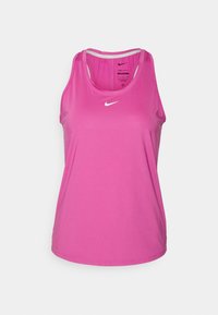 Top sportivo rosa con cuciture piatte, spalline larghe, scollatura rotonda e piccolo logo bianco. Realizzato in tessuto leggero e traspirante.