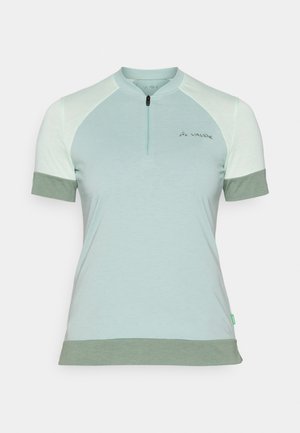 Majica za vožnju bicikla s kratkim rukavima u svijetloplavoj i mint zelenoj boji, s polu-zip zatvaranjem, kontrastnim raglan rukavima i malim logotipom sprijeda.
