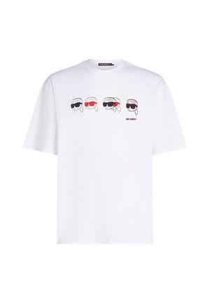 T-shirt in cotone bianco caratterizzato da quattro figure cartoni animati con occhiali da sole neri e rossi, stampate in fila sul petto. Fit classico.