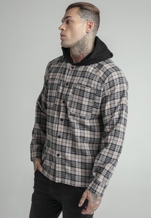 HOODED SHIRT - Shirt - beige/black