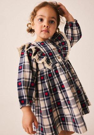 Next, REGULAR FIT - FRILL COLLAR LONG SLEEVE DRESS - Hverdagskjole - navy blue heart check