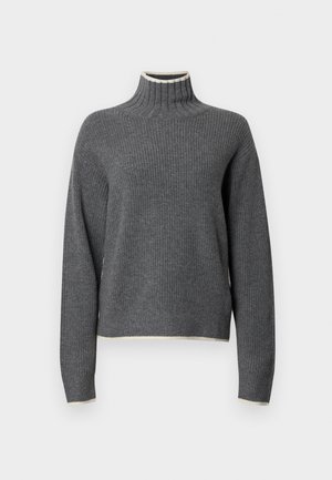 PULL COL ROULE CABLES ET RAYURES - Džemperis - gris