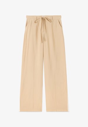 Oltre, PANTALONI PALAZZO CON BANDA LATERALE - Pantaloni - beige