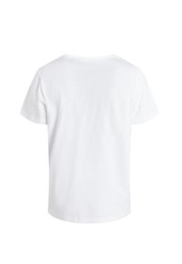 Hvid bomulds T-shirt med korte ærmer og rund halsudskæring, med en simpel og glat tekstur, ingen synlige mønstre eller grafik.