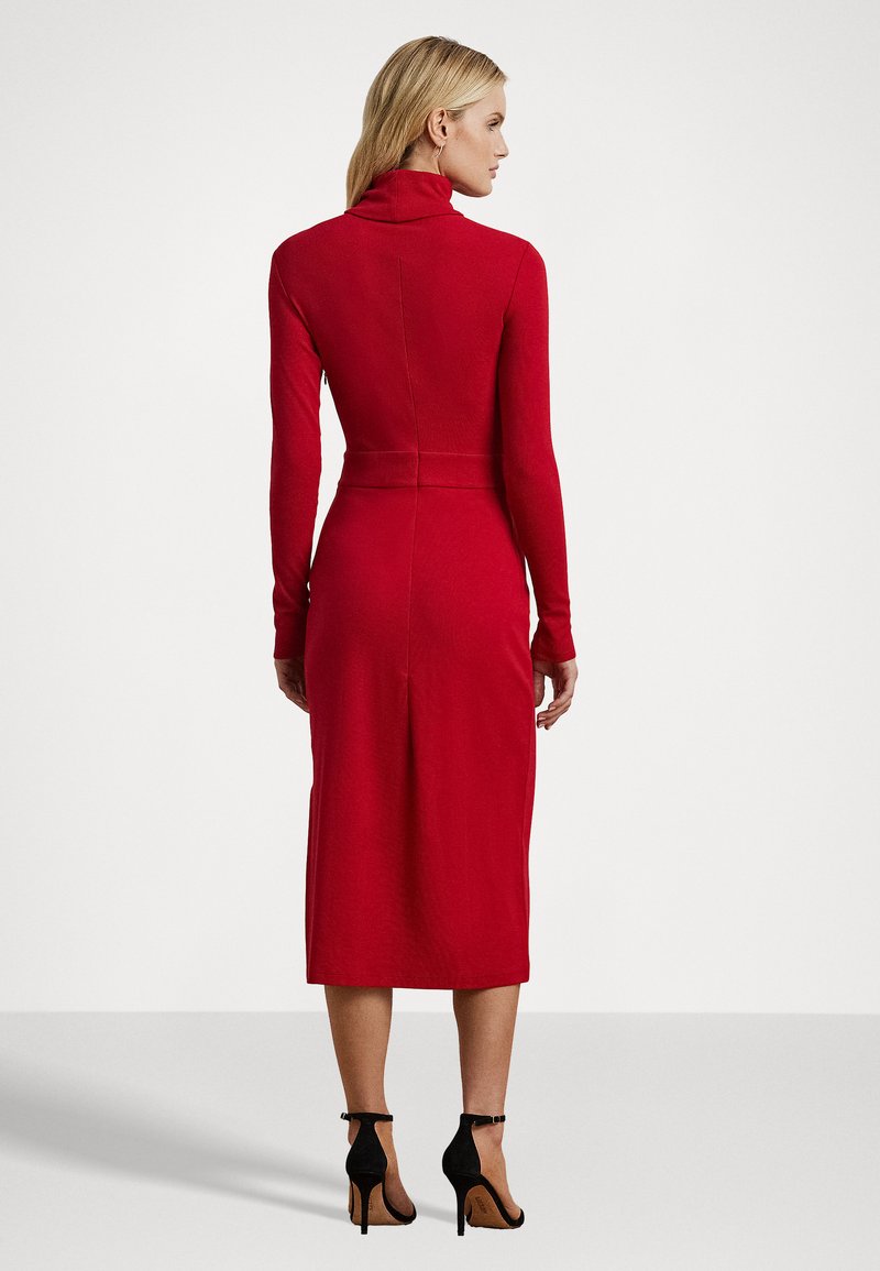 open lace back dress LESET Lauren Turtleneck Maxi Dress in Pinot in Jersey