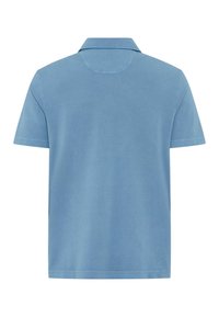 Kortærmet polo skjorte i lyseblå bomuld. Har en klassisk krave og et enkelt design uden synlige logoer eller mønstre på ryggen.