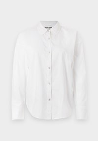 LONG SLEEVE RHINESTONE BUTTON FRONT SHIRT ENCASED ELASTIC FITTED BACK - Chemisier - white