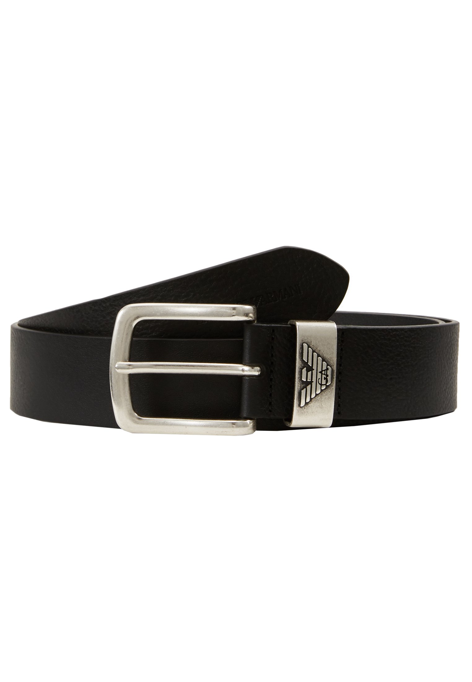 Emporio Armani Black Suede Belt, size 40 (fits small) Tumbled-leather belt with oversized logo lettering | Emporio  main image 2