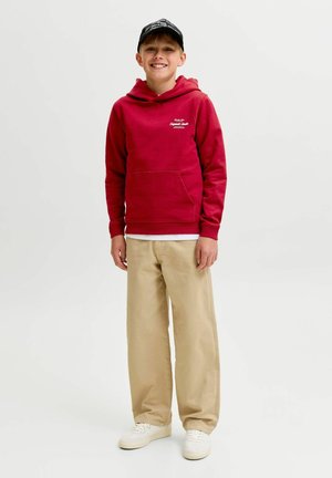 Jack & Jones Junior, JORNORREBRO TYPO BACK SWEAT HOOD SN JNR - Kapuutsiga pusa - rio red