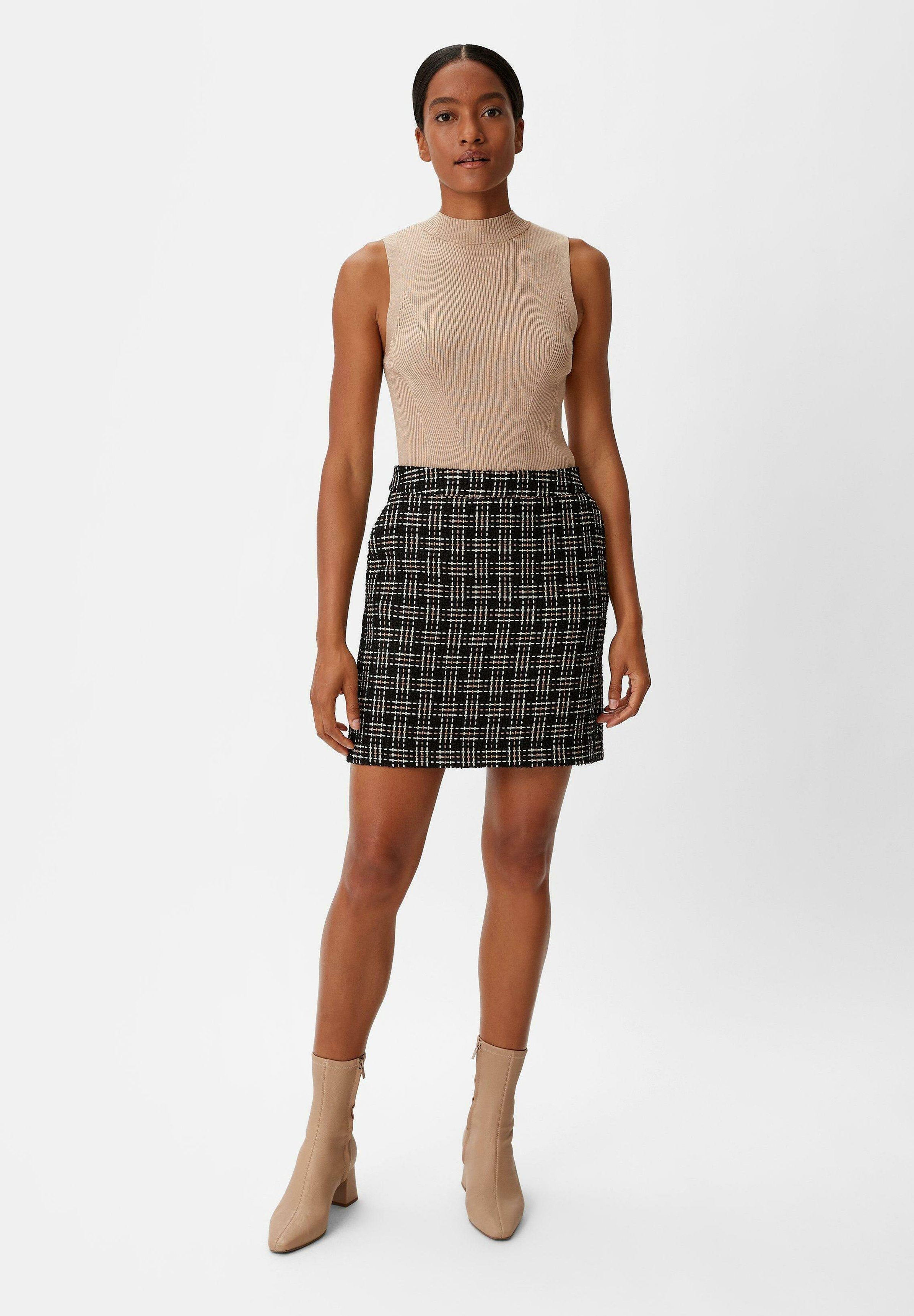 comma TWEED - Mini skirt - schwarz/mottled black - Zalando