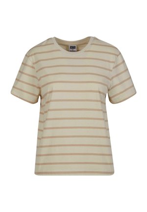 STRIPED BOXY - Print T-shirt - wetsand sand