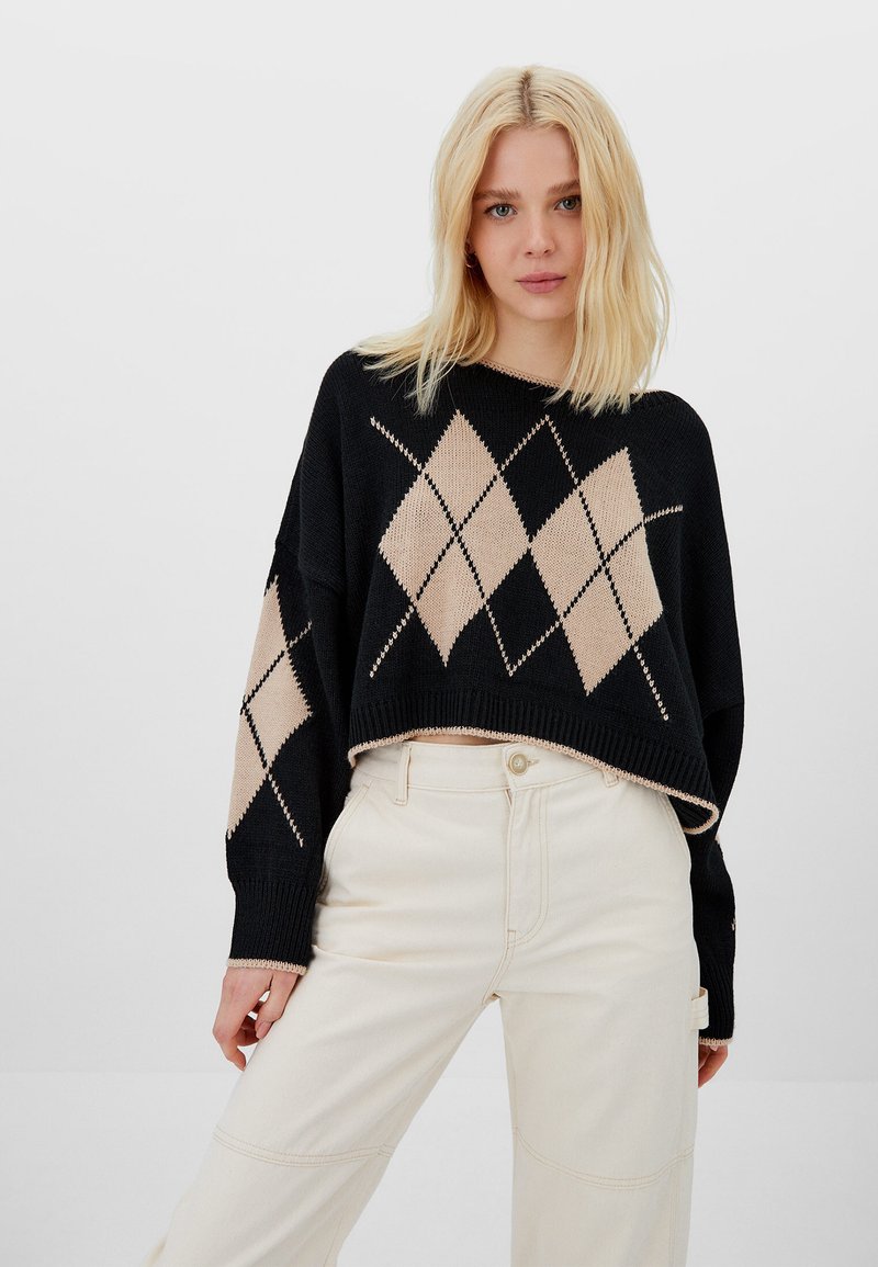 Damen Strickjacken | Stradivarius Strickpullover black/schwarz - LE51260 Damen Strickjacken | Stradivarius Strickpullover black/schwarz - LE51260