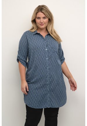 Kaffe Curve VALIA DOT  - Shirt dress - graphic blue mirage print