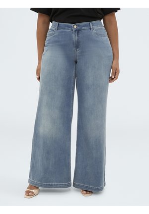 Fiorella Rubino JEANS WIDE LEG WASHED - Wide leg - blu