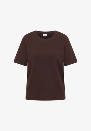 Cecil, BASIC T-SHIRT IN A RIBBED TEXTURE - T-shirt basique - brown cacao