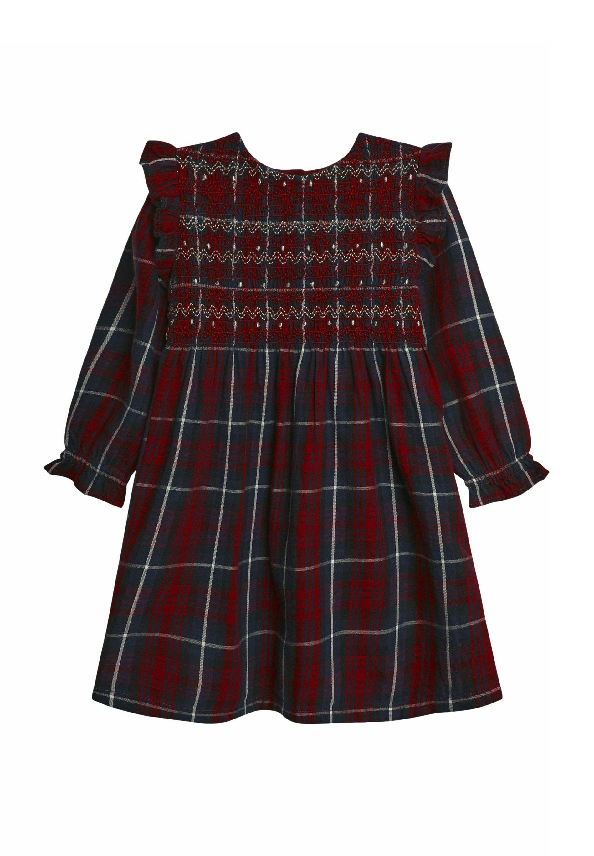 JoJo Maman Bébé TARTAN SMOCKED REGULAR FIT Robe chemise red