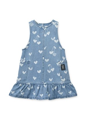 ANGELICA PRINTED DENIM FRILL DRESS - Denim dress - light blue denim