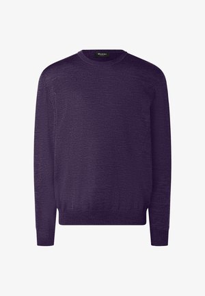 Lila langärmliger Rundhalspullover mit gerippten Bündchen und Saum, gekennzeichnet mit Maerz München.