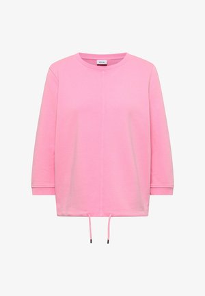 Hellrosa Sweatshirt mit langen Ärmeln und rundem Ausschnitt, mittiger Naht, gerippten Bündchen und verstellbaren Kordeln am Saum.