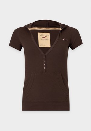Hollister Co., HENLEY HOOD - T-shirt print - brown