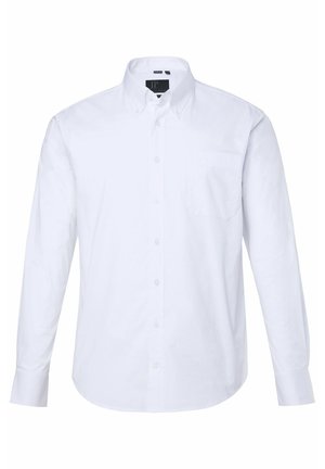 White long-sleeve button-up shirt with button-down collar and chest pocket, displayed on a plain white background.