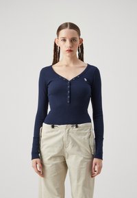 Abercrombie & Fitch ICON HENLEY - Maglietta a manica lunga - navy