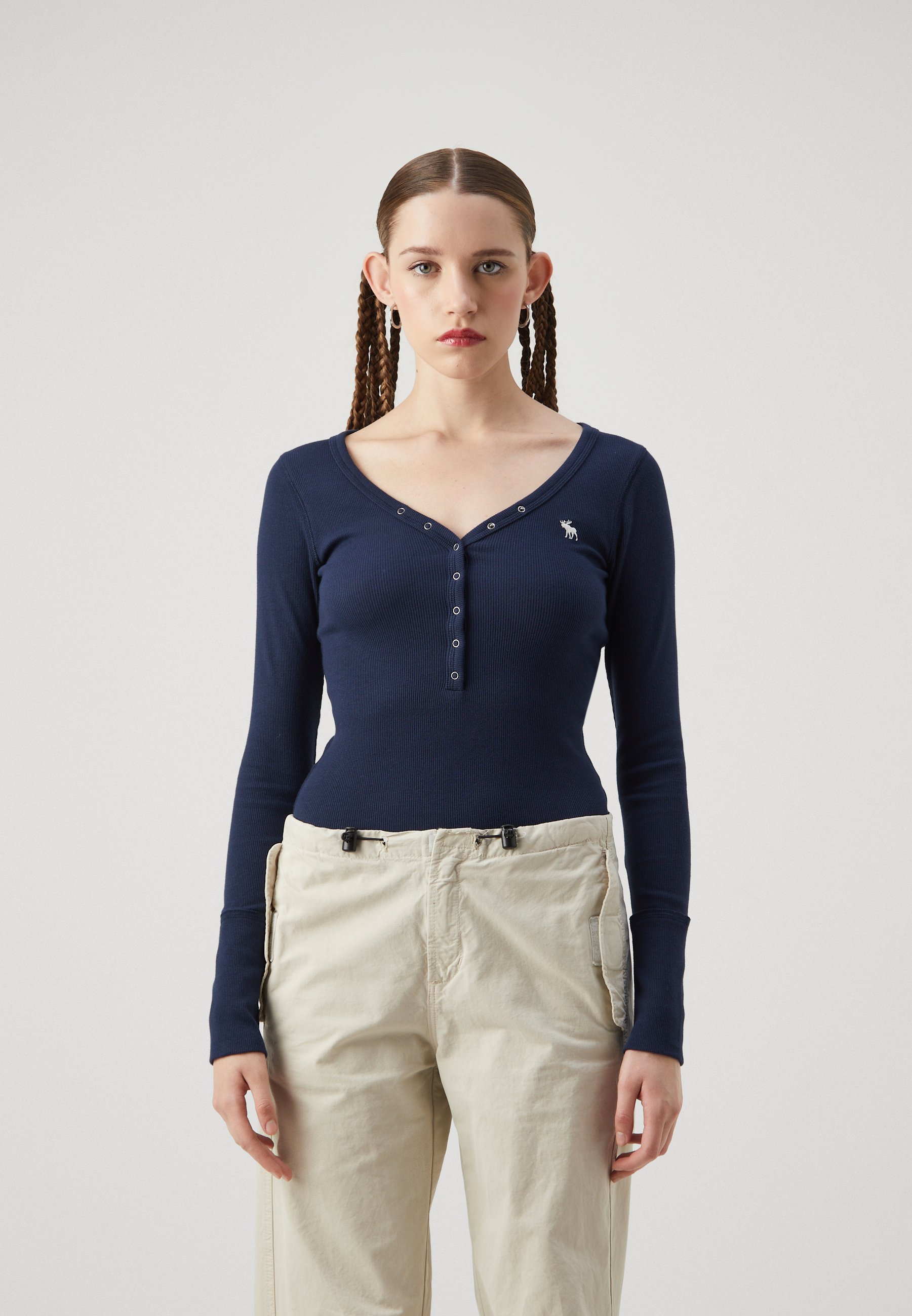 COOFANDY Camicia Henley Uomo A Maniche Lunghe, Termica, Con Abbottonatura A 3 Bottoni, Colore Blu Scuro, Taglia S