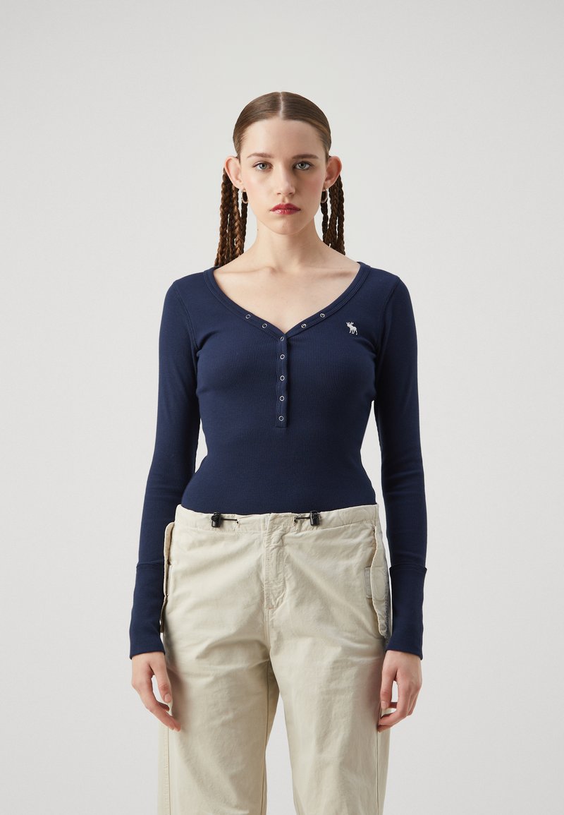 Abercrombie & Fitch ICON HENLEY - Maglietta a manica lunga - navy